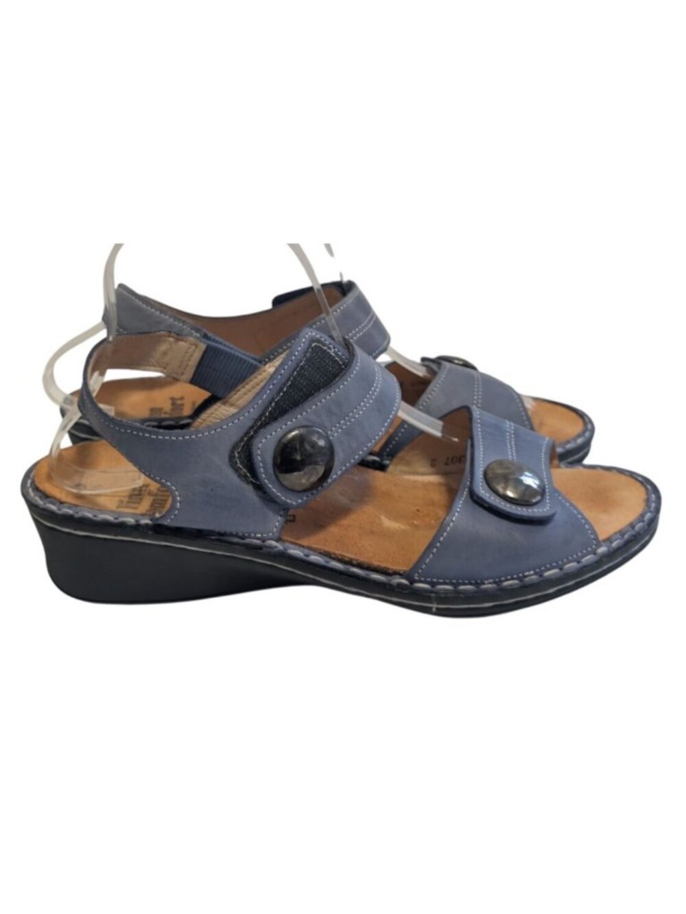 Finn Comfort Alanya Blue Leather Wedge Sandals Womens UK 6.5 US 9 Slingback Cork